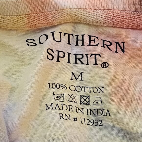 Southern Spirit Multi Color Blue Yellow Orange Tie Dye Cotton New Orleans Tee M - Picture 15 of 16